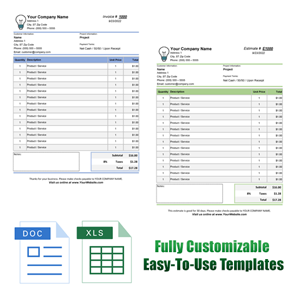 Simple Invoice & Estimate Templates for Microsoft Word and Excel By BBN Online Solutions, Inc.